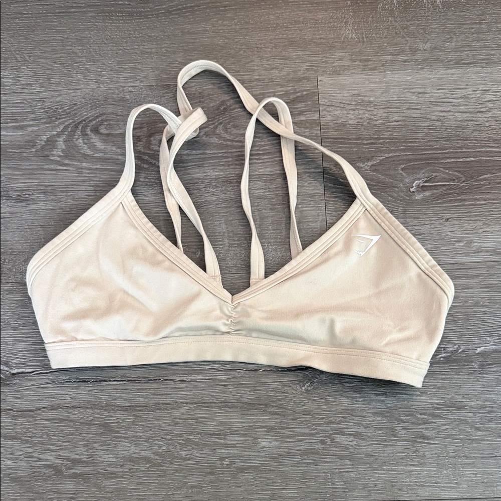 Gymshark Cream Strappy Sports Bra